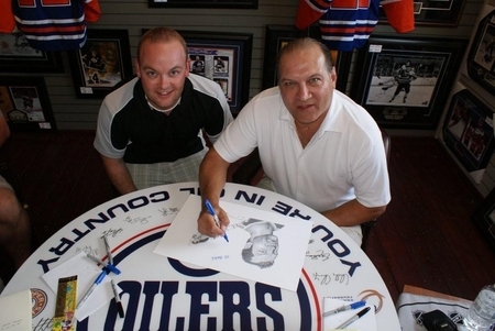 Dave Semenko and I signing my prints